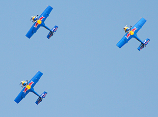 Red Bull aerobatic team in a formation